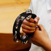 A-Star Small Half Moon Plastic Cutaway Design Tambourine, 4 Single
