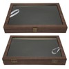 Pin Display Case Large Black PU Leather Dustproof Glass Widely
