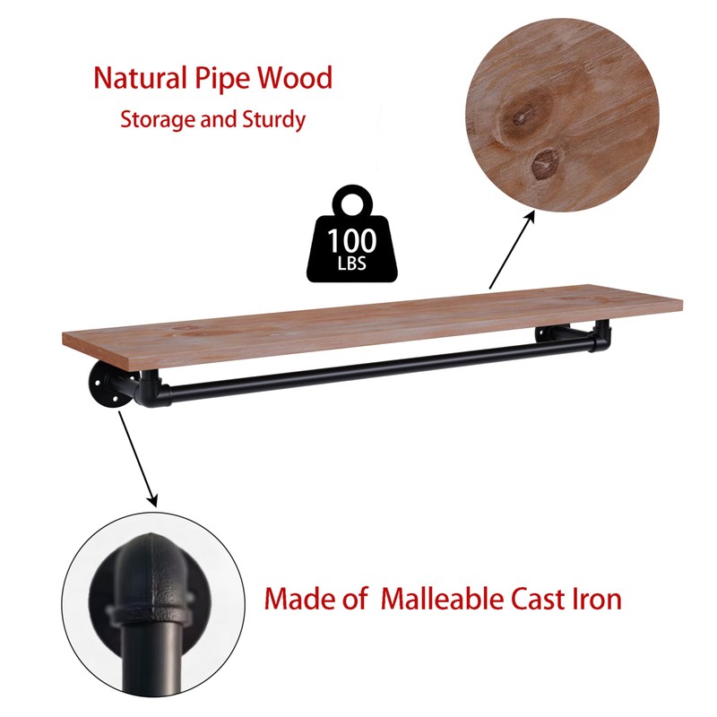 TEDIDUWA Clothes Rack 42in, Wall Mounted Garment Rack with Real