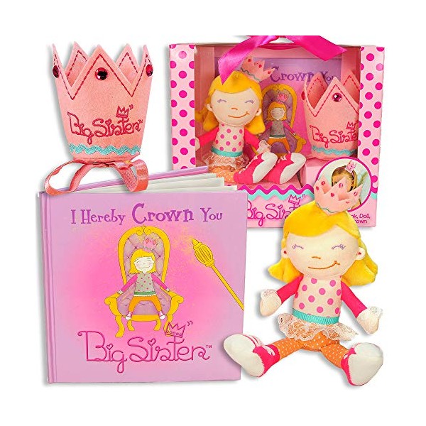Big Sister Gift Set- I Hereby Crown You Big Sister Book, Doll, and Child Size Crown