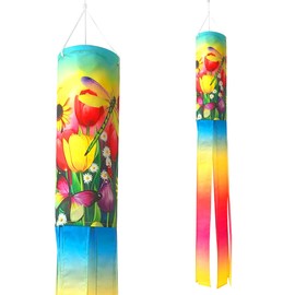Tulip Wind Socks Outdoor Heavy Duty, 40 Inch Seasonal Farmhouse Yard Garden Outside Decoration