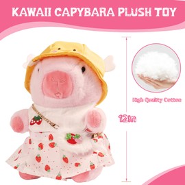 TITQWOP 10.2" Cute Capybara Plush with 9 Pcs of Clothing and Accessories Super Soft Capybara Stuffed Animals Capybara Plush Toys are Suitable for Kids, Girls and Boys