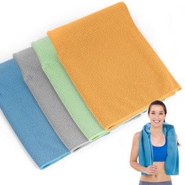 NUOYEE 4 Pack Cooling Towel for Neck and Face,Sports Yoga Gym Hiking Tennis Outdoor Riding Workout Sweat Ice Towel (Multicolor-01)