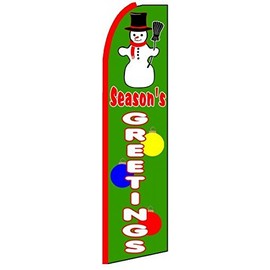 (4) four SEASON GREETINGS gr/wh CHRISTMAS 11.5' Swooper #4 Feather Flags BANNERS