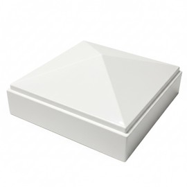 Decorex Hardware 2.5" x 2.5" Aluminum Pyramid Post Cap for Metal Posts – Pressure Fit – Powder-Coated White – Rust-Resistant Fence & Railing Post Cap (1 Pack)