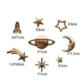 sempiterno Resin Encapsulated Material, Star, Moon, Saturn, Rocket, Celestial Body, Space Motif, Variety Charm Set, Large Capacity, Mix Metal, UV Accessories, Resin Parts, DIY Enclosure, Craft