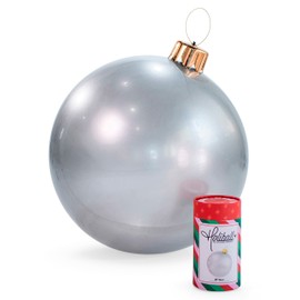 Holiball Inflatable Holiday Ornament – Indoor and Outdoor Use – Reusable and Storage Friendly – The Ultimate Holiday Decoration – 30" – Silver