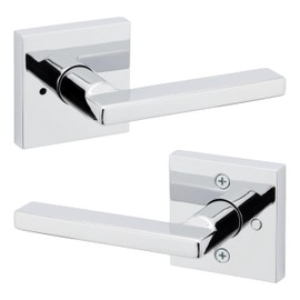 Weiser Halifax Polished Chrome Door Handle, Reversible Privacy Lever, Interior Door Handles for Bedroom and Bathroom Doors, Keyless Bathroom/Bedroom Door Lock, Modern Home Décor