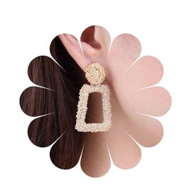 Cimenexe Bohemian Hammered Square Drop Earrings Gold Textured Circle Disc Earrings Large Square Earrings Exaggerated Textured Geometric Earrings Jewelry for Women and Girls Gifts