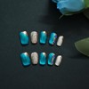 Tesytto Luxury Blue Cat Eye Press on Nails, Handmade 3D