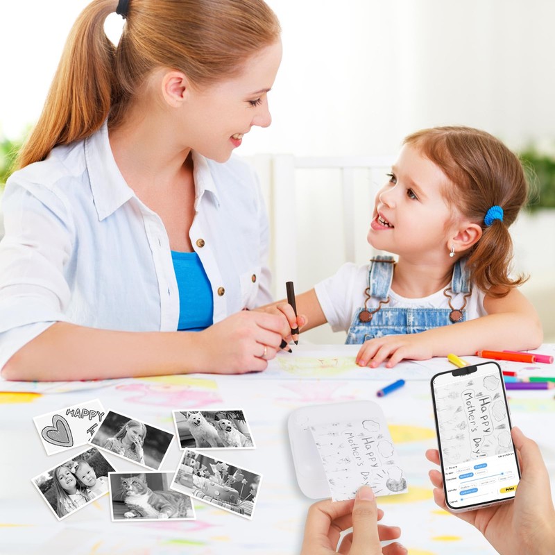 GuKKK Mini Printer, Mobile Photo Printer, Portable Mini Photo Printer,