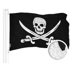 G128 Pirate Jolly Roger Swords Flag | 20x30 In | ToughWeave Series Embroidered 300D Polyester | Novelty Flag, Embroidered Design, Indoor/Outdoor, Brass Grommets