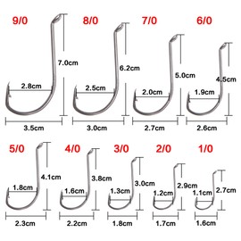 SHADDOCK Custom Offset Octopus Fishing Hooks-50pcs/lot 92554 Stainless Steel Long Shank Big Game Fishhooks Wide Gape Live Bait Fishing Hooks Fishing Lures Tackle (4/0-50pcs)