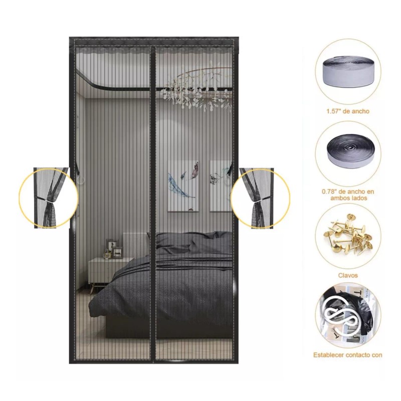 MARZSEFLO Cortina Magnética De Malla Mosquitero Para Puerta-mosquitero