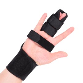lefeke Trigger Finger Splint, Finger Brace for Middle, Index, Pinky, or Ring Finger Support, Hand Splint for Arthritis, Fracture, Hand Brace Splint with maniphalanx Support (2 Fingers Fixed) Black