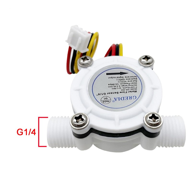GREDIA 1/4" Water Flow Sensor Food-Grade Switch Hall Effect Flowmeter