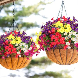 Lcuasc 10PCS Outdoor Fauxt Plants UV Resistant Artificial Flowers Eucalyptus Greenery Stems for Spring Summer Garden Patio Window Box Planter Home Decor (Morning Glory)