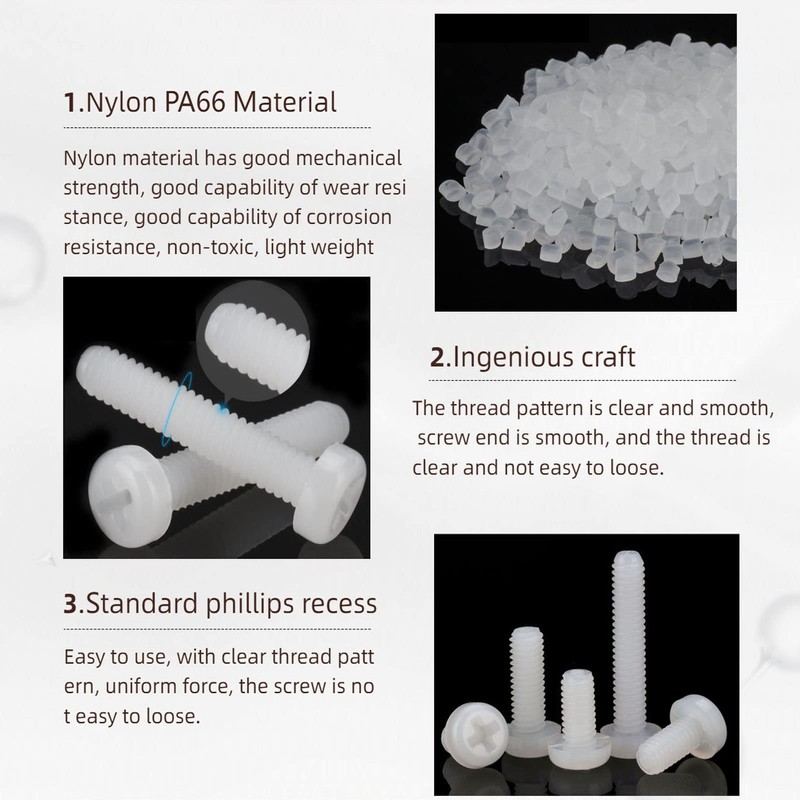 Happinesspark M3 Nylon PA66 Plastic White Metric Cross Phillips Pan