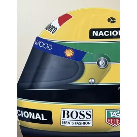 WOW!!!  Ayrton Senna Mclaren Honda  F1 Formula MP4 Race Car Helmet Sign HD 3D