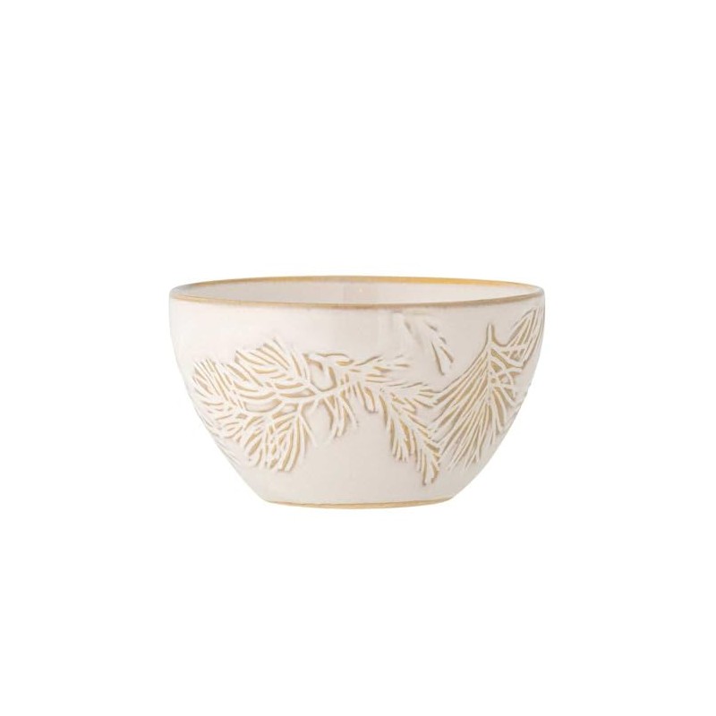 Bloomingville Bowl Winter White Natural Fir Branches Snack Bowl Ceramic