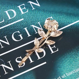 Yheakne Rose Hair Clip Pin Vintage Gold One Word Clip Hair Clip French Rose Retro Bobby Pins Decorative Hair Accessories for Women and Girls (Rose)