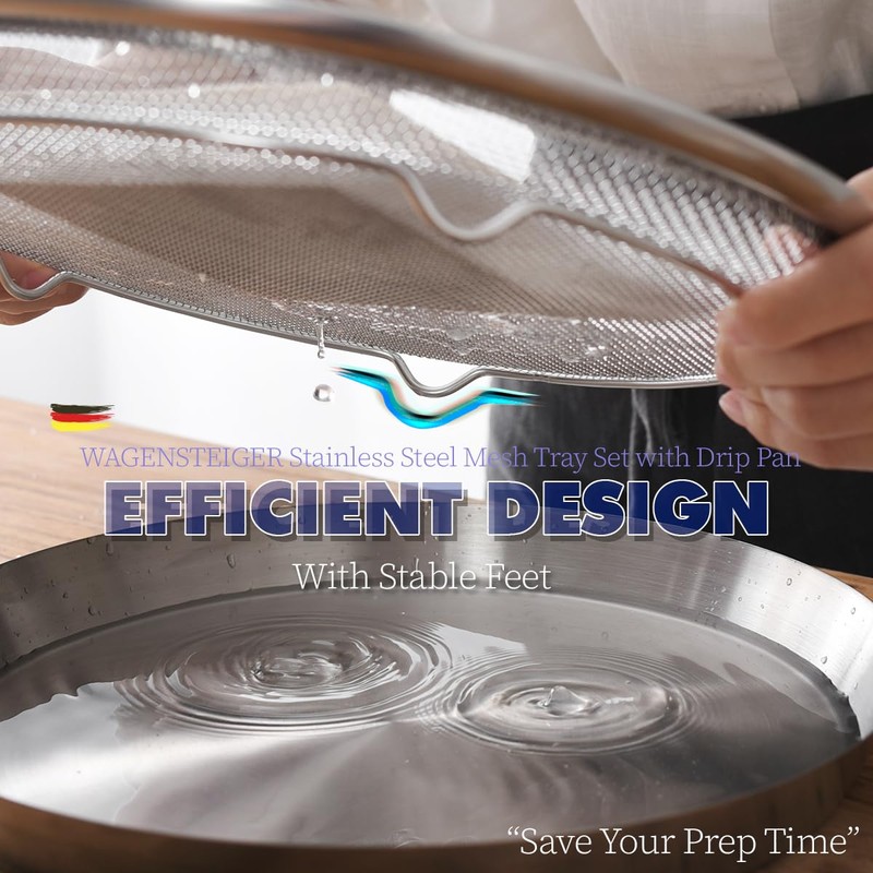 WAGENSTEIGER Stainless Steel Mesh Tray Set with Drip Pan, Air