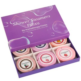 Pahxu Shower Steamers 6 Pack Set, Shower Bombs Tablets with Organic & Safe Essential Oils for Skin Moisturizing, Natural Bubble Bath Fizzy, Ideal Presents for her, Girl, Wife, Mother, Women