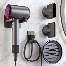 Miawtro Fönhalter Set,Kompatibel mit Dem Halter Von Dyson Föhn,Fönhalter Ohne Bohren,Kommt mit 3 Haartrocknerkopfhaltern und 1 Steckerhalter,Geeignet für Eine Vielzahl von Wänden