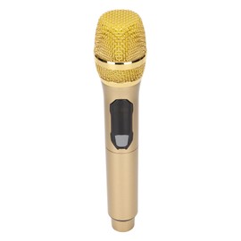 Wireless Handheld Microphone for Outdoor/Indoor Meeting with LED Display - 600Hz-800KHz, 6.35mm/3.5mm Interface, Ideal for Karaoke and Party Entertainment (Gold)