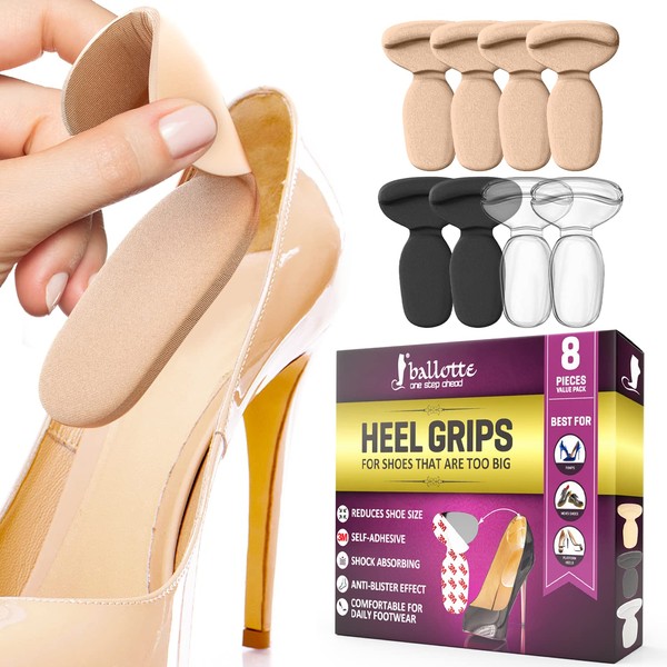 Premium Heel Grips for Ladies Shoes [Extra Sticky Heel Pads] Gel Shoe Insoles Great for New Shoes, Heel Protector Adds Volume, and Cushioning, Insoles for Women Shoes