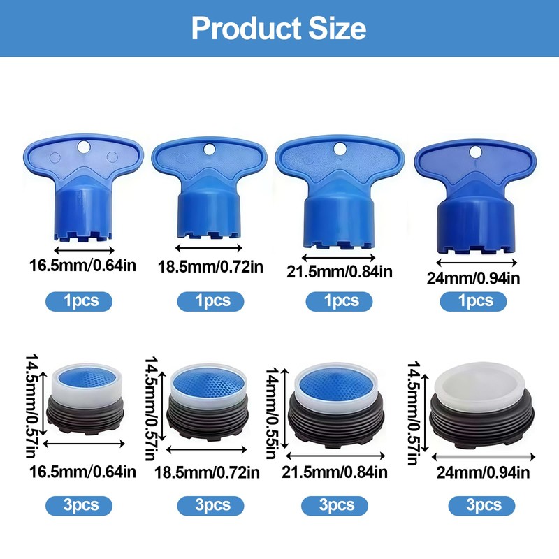 12 Pcs Faucet Cache Aerators with 4 Pcs Faucet Aerator