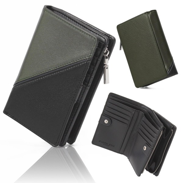 GROOVE GEAR ggs-1044 Men's Genuine Leather Convertible Wallet, Bi-Color Bi-fold