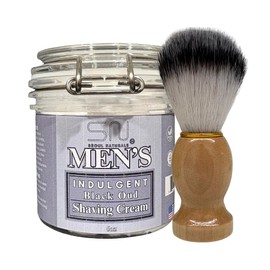 Seoul Naturals Indulgent Black Oud Shaving Cream with Barber Brush, k beauty, 6 oz