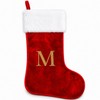 Letter M Red Christmas Stocking Embroidered Plush Xmas Stocking for