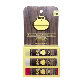 Sun Bum SPF 30 Sunscreen Lip Balm 3 Flavor Variety Pack - Coconut, Banana, Watermelon - Moisturizing Aloe Vera and Vitamin E - Vegan and Cruelty Free 