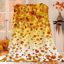 JOOCAR Fall Leaf Flannel Throw Blanket 60x80 Inch, Autumn Nature Red and Yellow Fall Leaf Cozy and Soft Plush Warm Blankets for Bed Couch Living Room Sofa Chair