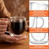 4 Pack Double Walled Glass Coffee Mugs with Handle, 10oz
