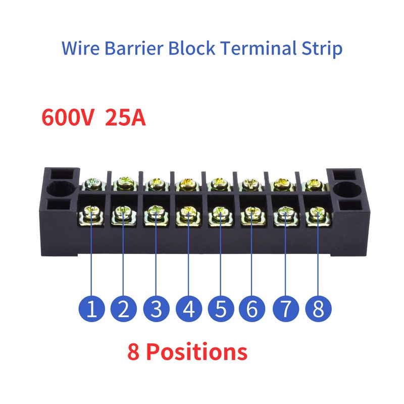 Skweawert 2 PCS 8 Positions Dual Rows 600V 25A Screw