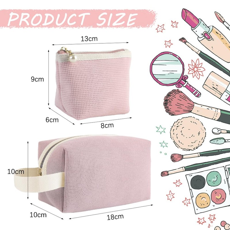 Kytpyi Kosmetiktasche Set, Kulturtasche Damen, 2 Stück Feine Minimalismus Kord