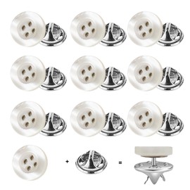ZLMCUJE 10 Set 11.5mm/0.45" No Sewing White Shirt Buttons 4-Hole Resin Cover up Buttons Detachable Reusable Multi-Purpose for Clothes