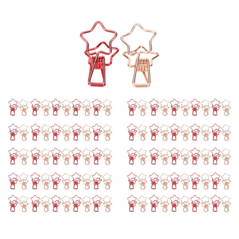100 Pcs Binder Clips Hollow Cute Star Shape Sturdy Metal