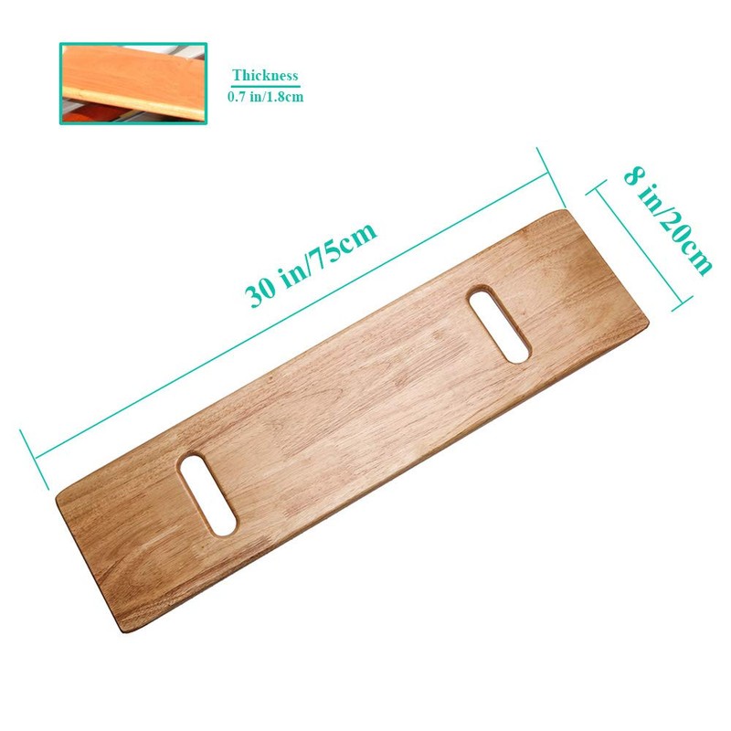 Wooden Slide Transfer Board with Handles, 500 lb Capacity Heavy