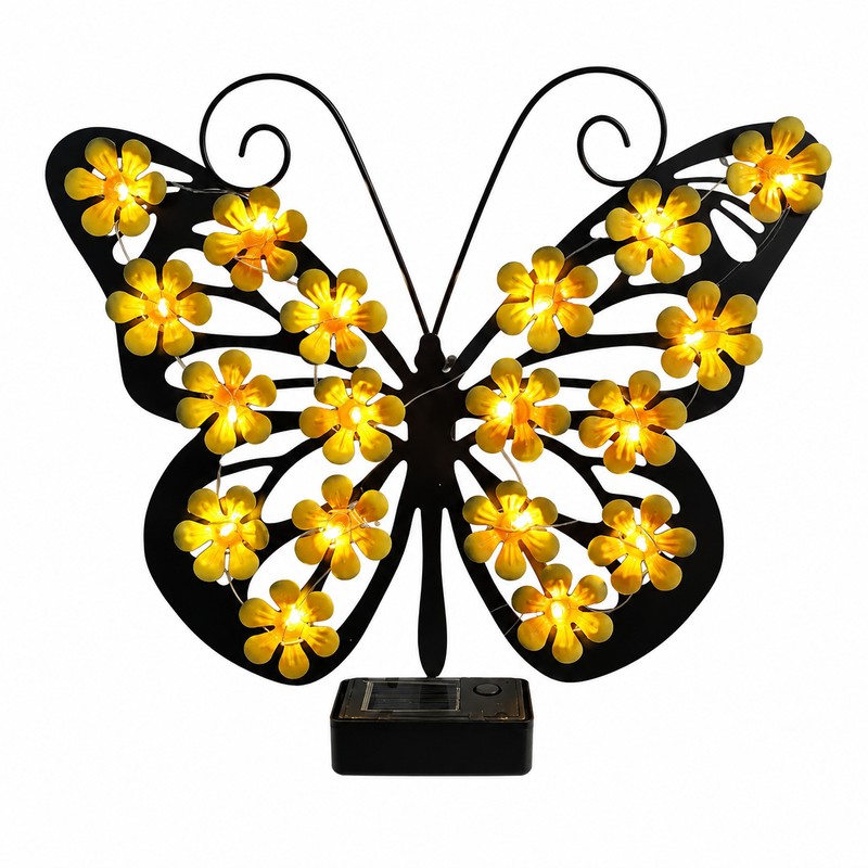 Solar Butterfly Garden Wall Light for Outdoor Decor – LED