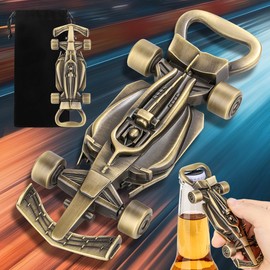 Vintage Racing Car Bottle Opener, Racing Beer Bottle Opener with Rolling Wheels, Beer Opener with Gift Bag, Father's Day, Christmas, Birthday, Unique Beer Gift for Men, Women, Bronze