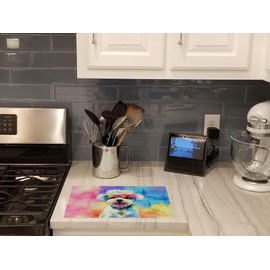 Caroline's Treasures DAC2462LCB Bichon Frise Hippie Dawg Glass Cutting Board Large Decorative Tempered Glass Kitchen Cutting and Serving Board Large Size Chopping Board
