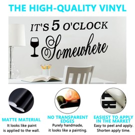 Family Quotes Wall Stickers for Kitchen: Home Inspirational Pantry Dining Room Vinyl Art Wall Decals - It's 5 O'clock Somewhere 21" X 11"