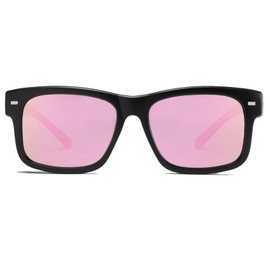 Long Keeper Polarised Over Sunglasses Men's Square Sunglasses Over Glasses Trendy Over Glasses for Glasses Wearers Travel Driving Fit Over Sunglasses, Black-pink