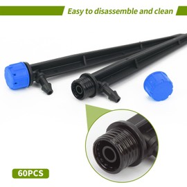 KAHEIGN 60Pcs Water Irrigation Drippers, 8 Holes Adjustable Drip Emitters Micro Flow Drip Irrigation 360 Degree Watering System for 4mm /7mm Tube (Blue)