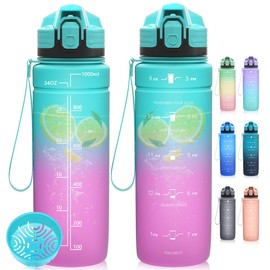 Dosurer Drinking Bottle, 1 Litre, 700 ml, 500 ml Children's Leak-Proof, Water Bottle with Motivational Time Marking, BPA-Free Tritan Sports Bottle for School, Sports, Bike, Work, Fitness