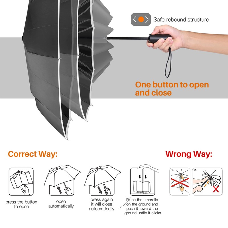 Gimars Portable Folding Automatic Windproof Umbrella with Telphon Coating 210T